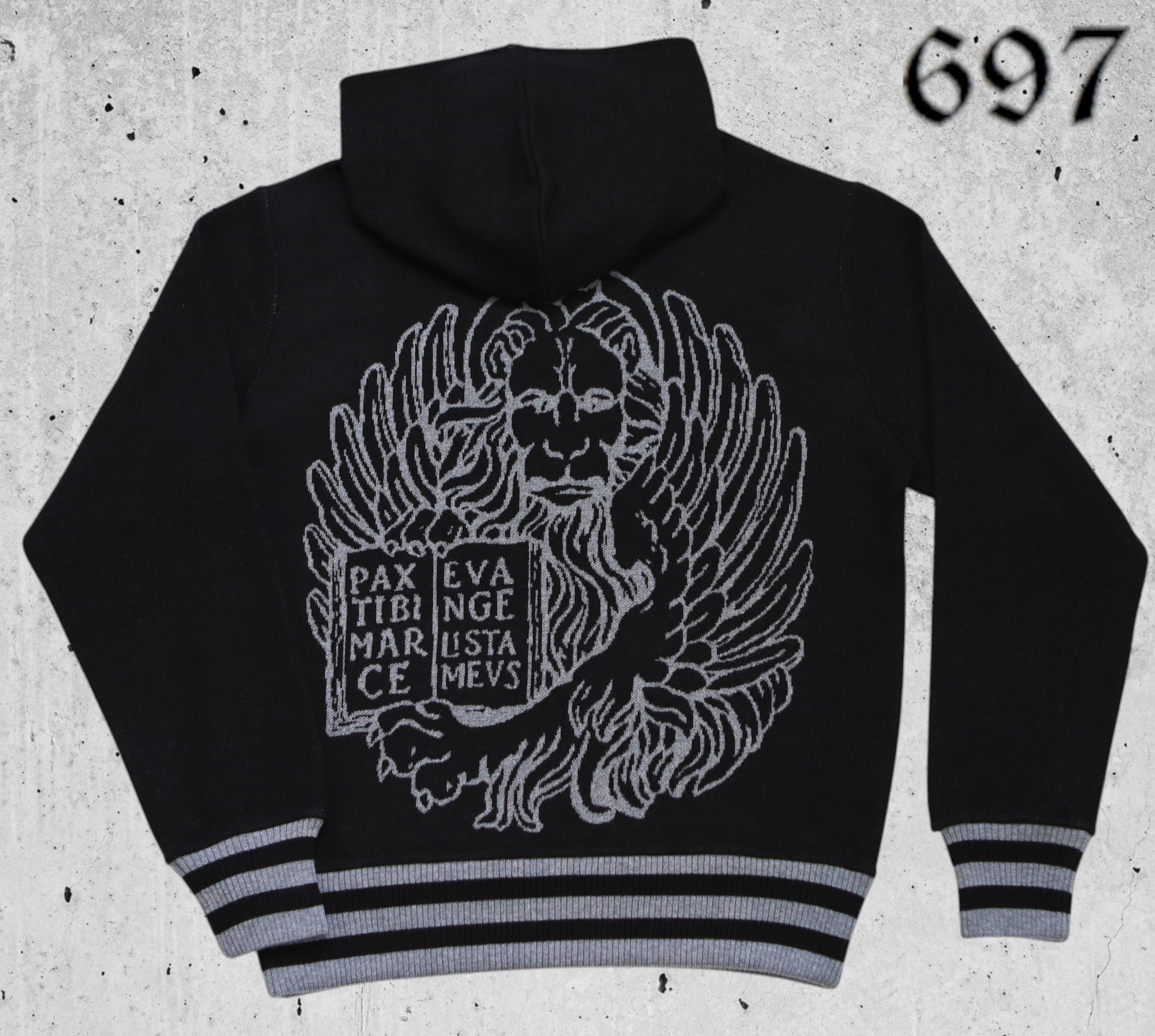 Maglione hoodie college con leone in moeca