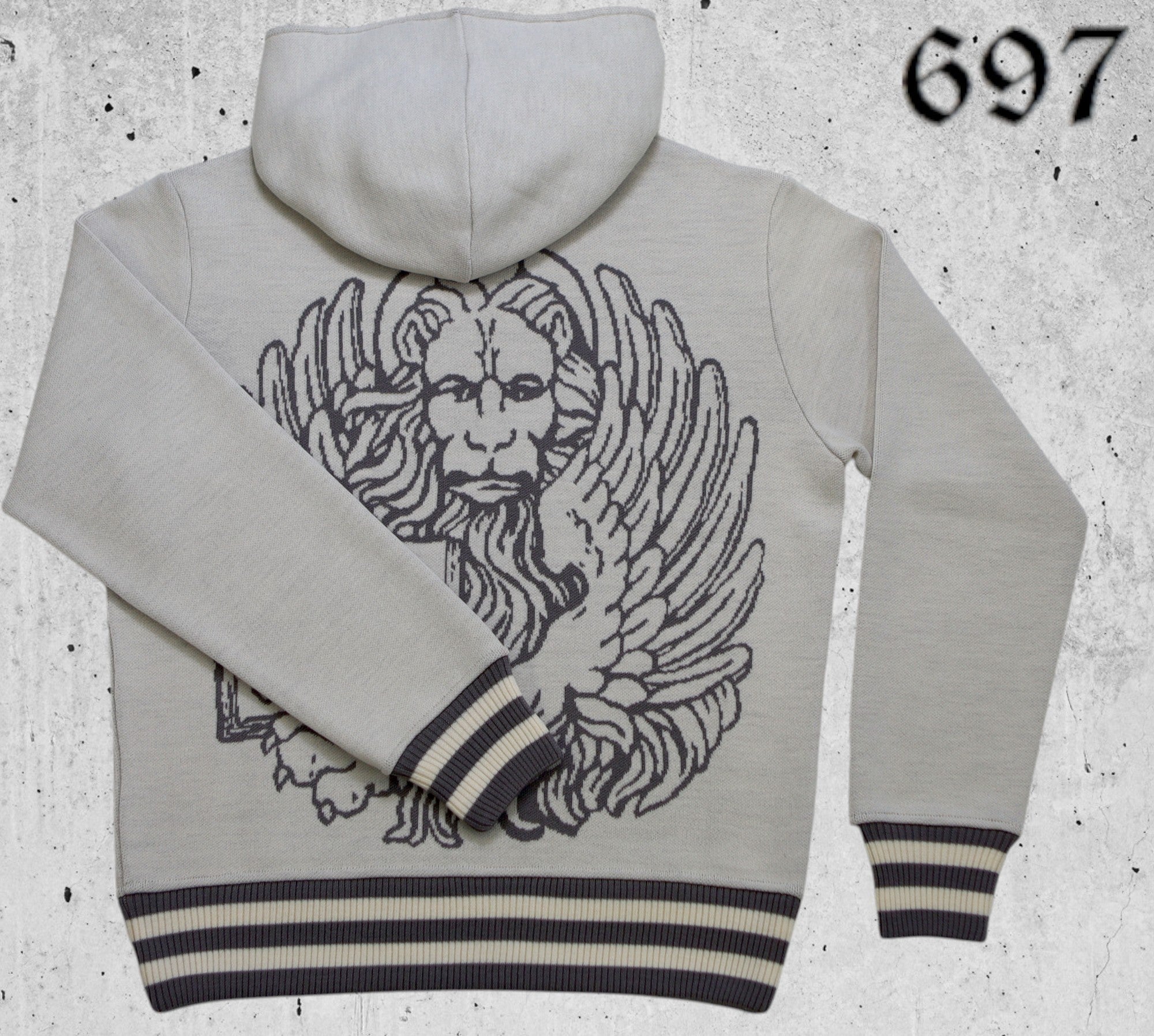 Maglione hoodie college con leone in moeca
