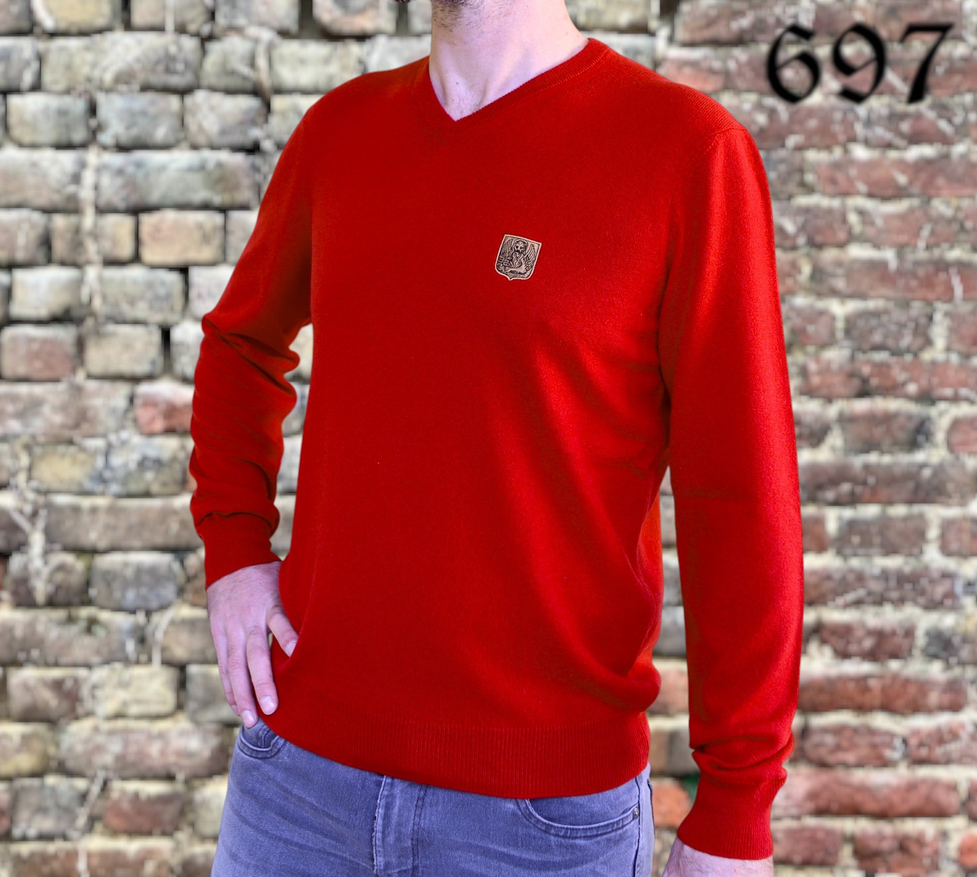 Maglione scollo V in puro cashmere