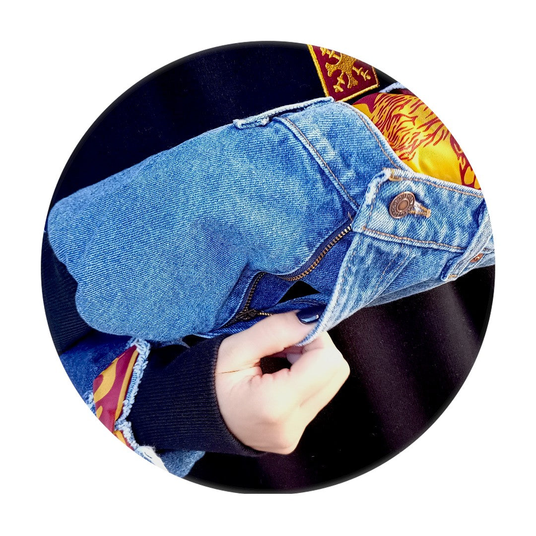 Felpa hoodie over con inserti Jeans vintage blu