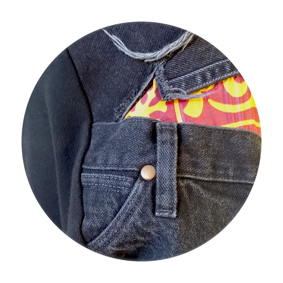 Felpa girocollo con inserti Jeans vintage nero