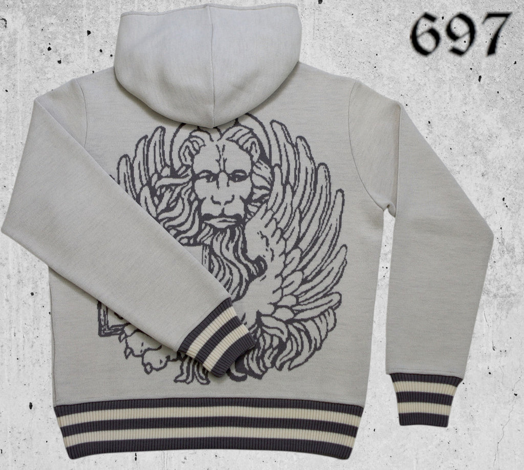 Maglione hoodie college con leone in moeca