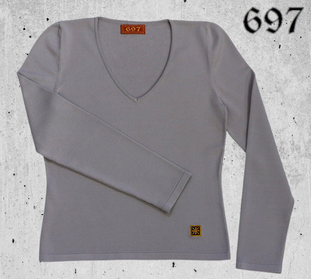 Maglia con scollo V in viscosa elasticizzata