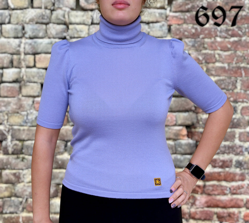 Dolcevita a manica corta in puro cashmere