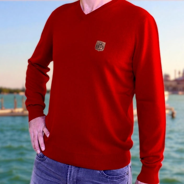 Maglione Scollo V in Puro Cashmere